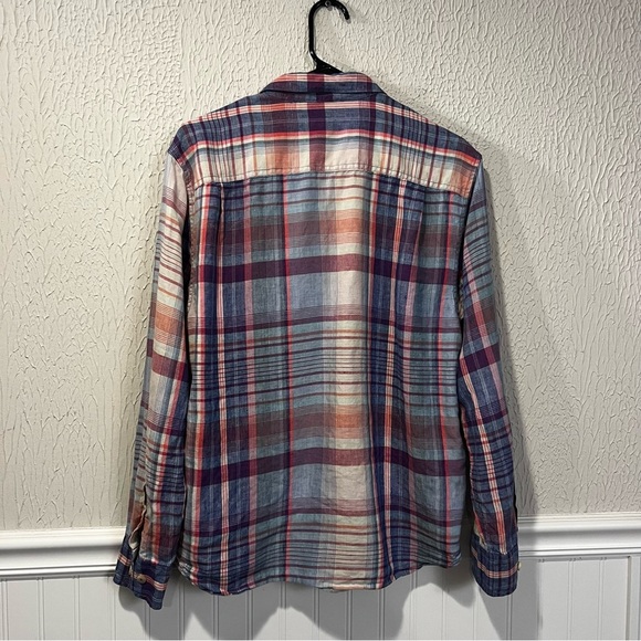 Tommy Bahama Linen Blue and Pink Plaid Button-Down Shirt size medium - Picture 10 of 15